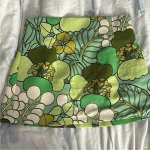 Retro Style Zara Green Floral Mini Skirt